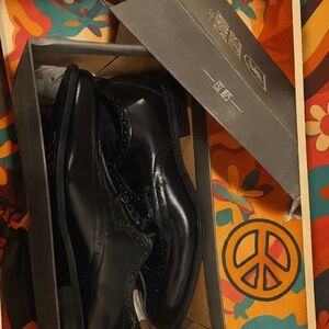 Stacy Adams Glossy Black Wingtip Derby Shoes